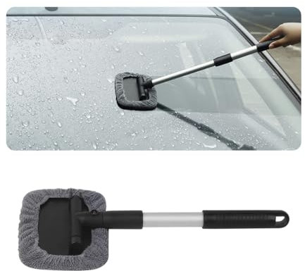 CGEAMDY Brosse Nettoyante Pour Pare-Brise Voiture, Nettoyeur De Vitres De Voiture Avec Tampons En Microfibres Lavables, Nettoyeur Pare-Brise Voiture L'intérieur Outils Nettoyage Vitre Multifonctions
