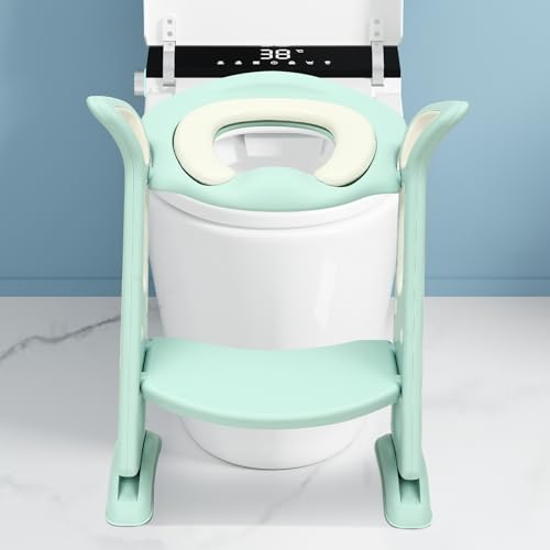 Toilette Trainer für Kinder, Kinder Toilette Sitz,Toilette Sitz Kinder,Toilette Befestigung,Toilette Sitz Kinder mit Treppe,Stufen Toilettentreppe höhenverstellbar für die meisten Standard-Toiletten