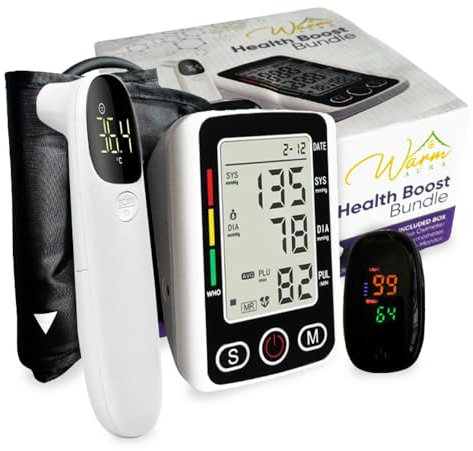 Ultimate Health Boost Bundle: Blood Pressure Monitors, Pulse Oximeter, Digital Thermometer, bundle Includes a Heart Rate Monitor and Infrared Thermometer Gun for adult and Baby, pulse oximeter nhs uk
