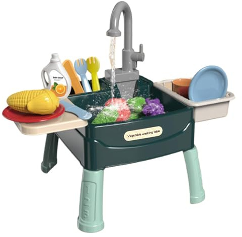 Lembeauty Évier de Cuisine pour, Jouets d'évier pour avec Eau Courante - Jouets d'évier Amusants,Cycle d'eau Automatique, Maison de Jeu pour, Jeu de rôle, Lave-Vaisselle, Ensemble de Jouets pour
