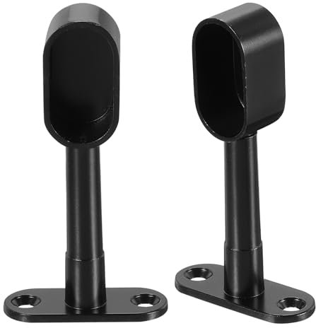 sourcing map 2 soportes de barra de armario de 1.25 x 0.63 pulgadas, accesorios de barra de armario, asiento de barra de ropa para dormitorio, baño, color negro
