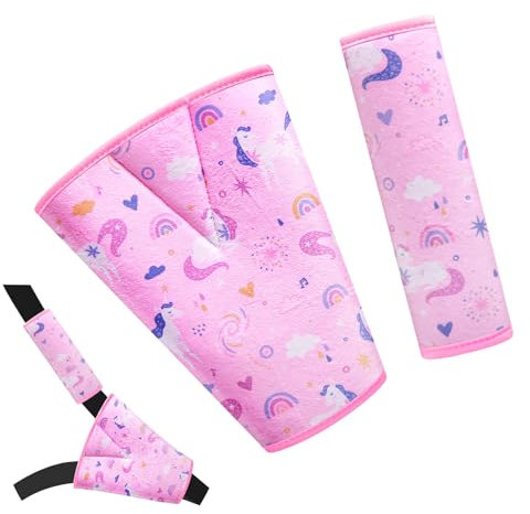 AMUSEPROFI Gurtpolster für Kinder und Babys, Kinder Schultergurtschutz, Komfort verbessern, Sowohl Erwachsene als auch Kinder lieben es, Gurtschutz mit Einhorn