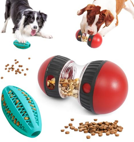 Juguete Inteligente para Perros, 2 Piezas Juguete Interactivo para Perros Pelota Comida para Perros, Juguetes para Perros Que Promueven La Digestión para Pequeños Medianos