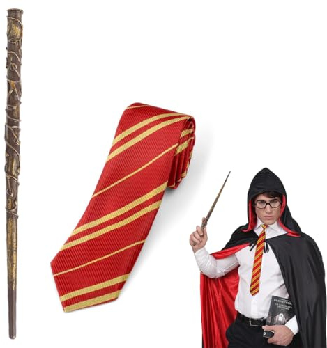 FENQURO 2 Pcs Bacchetta Magic, Costume da Mago per Bambini, Kit Cosplay Mago Magico, Kit di Accessori per Travestimento da Bambini, per Halloween Carnevale Feste Cosplay(C)