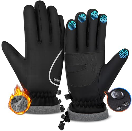 GoSkala Winter Thermal Gloves, Windproof Cycling Gloves for Men & Women, Touchscreen Anti-Slip Gloves for Running, Hiking, Skiing & Outdoor Sports