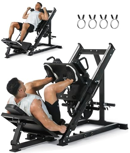 GarveeLife Leg Press Hack Squat Machine Combo, Leg Press Machines for Home Gym with Linear Bearing & Solid Steel Pipe, Band Pegs, Weight Storage Posts, Hack Squat Machine for Full Lower Body Workout