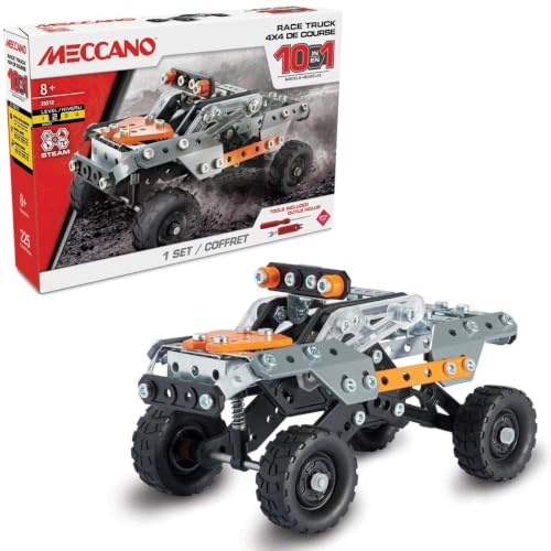 BANDAI – 4 x 4 racingmekanik 10 i 1 – byggsats med 10 modeller – 225 delar, verktyg, instruktioner – aktivitetssats modell racingfordon – barnleksak 8+ – APM11115