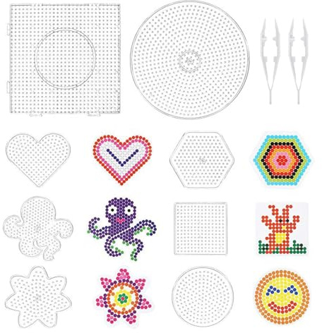8 Pièces Plaque Perle a Repasser, Modèles de Perles Repasser en Plastique