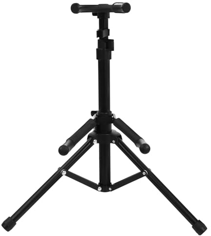 POPETPOP Soporte de Violín Plegable Negro Diseño de Trípode Estable y Material Abs y Acero, Soporte de Suelo Vertical Portátil para Exhibición y Uso Profesional