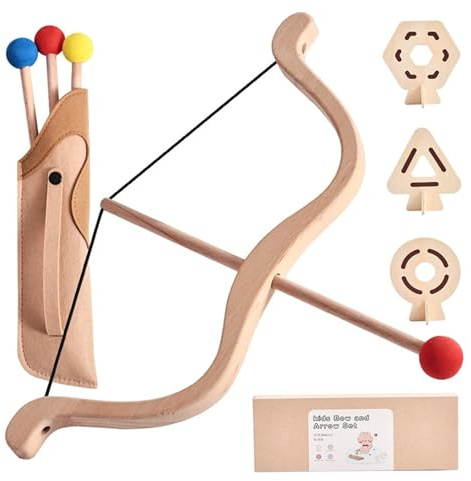 Takingup Arc pour Enfants avec Jeu de flèches, Arc en Bois à Pointe en Mousse sûre avec 3 cibles pour Le Jeu intérieur et extérieur à partir de 4 Ans, Ensemble tir l' pour Enfants