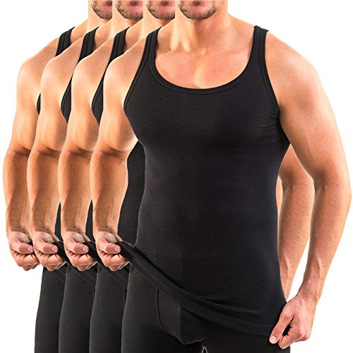 HERMKO 3000 Cannottiera a Coste da Uomo 100% Cotone Biologico, Testata tossicologicamente, Canotta Intima Top Sportivo Franco Fabbrica - Confezione da 4 Pezzi, Farbe:Nero, Größe Herren:7 (XXL)