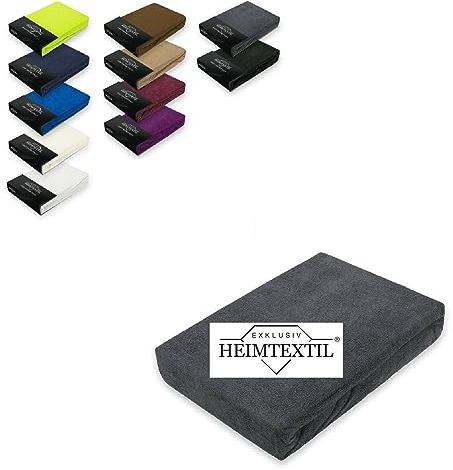 EXKLUSIV HEIMTEXTIL Frottee Spannbettlaken Marke 90 x 200 cm 80% Baumwolle, 20% Polyester Öko - Tex Zertifiziert, Markenqualität, Matratzenhöhe bis 25 cm, Anthrazit