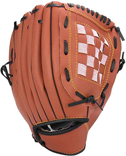 Guantes de béisbol kewang para softbol – mano derecha de 10.5 pulgadas para niños jóvenes adultos – Easy Break in Baseball Mitt (marrón, 10.5)