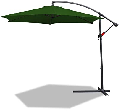 BMOT Alu Ampelschirm Ø 300 cm, höhenverstellbar mit Kurbelvorrichtung - Sonnenschirm Schirm Gartenschirm Marktschirm