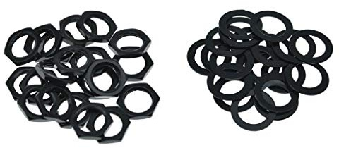 KAISH 20pcs Metric Guitar Input Output Jack Socket Nut and Washer Guitar Jack Nuts for Import Guitars Black