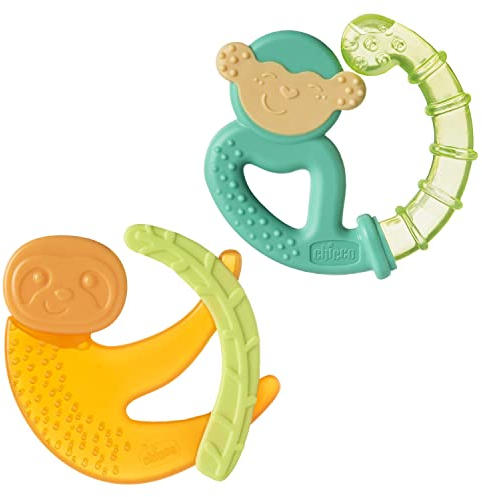 Chicco Refreshing - Mordedor de Silicona Refrescante que Enfría y Alivia las Encias, Anillo De Dentición Bebés 4m+, Refrigerante para Nevera, Fácil de Agarrar, Diseño Animales, Colores Surtidos