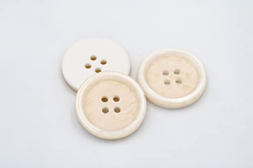 20PCS 4 Holes White Sewing Round Craft Buttons Resin Snaps for Blazer Shirts Clothes DIY Accessories (White, 25mm)