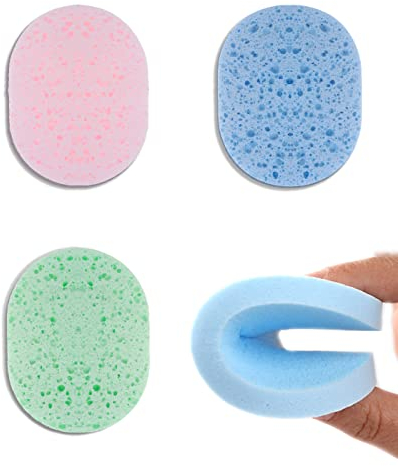 SJBAUTYO 3 Pcs Éponge Visage Nettoyant, Éponge Cosmétiques en Cellulose Naturelle, Éponges Démaquillantes Réutilisable, Visage Lavage Éponges pour Masque Exfoliant Profondeur Nettoyage, Non Irritant