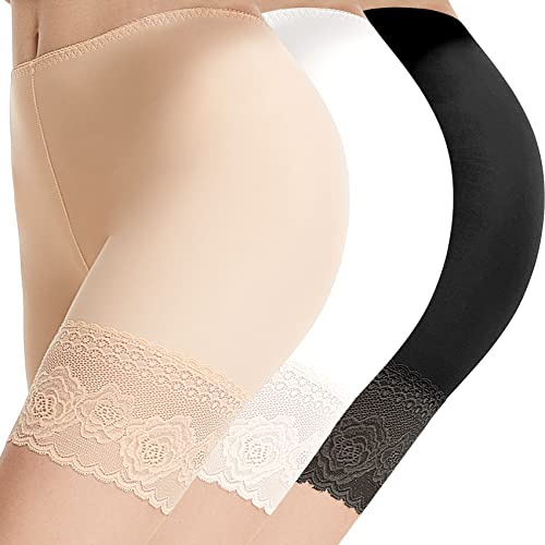 WEASIC Anti-skavning shorts kvinnor knubb gnugga shorts kvinnor skavning shorts för kvinnor semester väsentligheter för kvinnor haktights knubb gnugga shorts damshorts cykelshorts, 1*svart+1*nude+1*vit, M