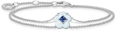 THOMAS SABO Damen Armband Blume mit blauem Stein Silber 925 Sterlingsilber, Kaltemail A2093-496-1