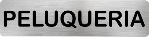Becral® - Señal de acero inoxidable PELUQUERÍA | Placa puerta INOX | Señal informativa | Cartel Puerta 200X50mm