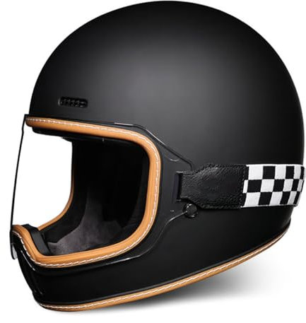 Retro-Integralhelme Motorradhelm Motorrad Scooter Retro Classic Crash Racing Touring ECE-geprüfter Helm,Atmungsaktiv und Warm für Erwachsene Männer Women M,M