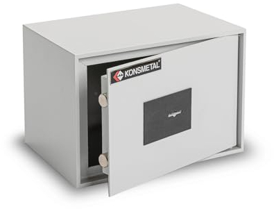 Konsmetall - Tresor für Zuhause Kolibri 2.0 20 S1, Safe Mit Schlüssel Abschließbar, Möbeltresor 20,5 x 29,8 x 21,3 cm, Box Mit Gesamttürstärke 40 mm, Klasse S1 - Lichtgrau