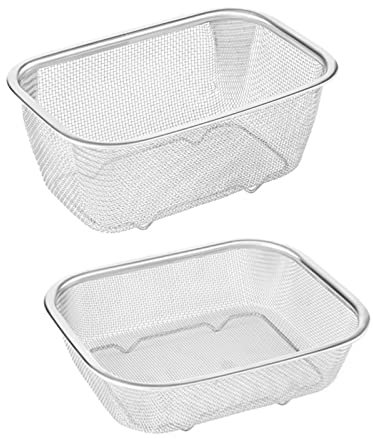 Colador De Acero Inoxidable, Cesta Rectangular Colador Para Verduras, Cesta De Papas Fritas, Colador De Pie Colador De Cocina Para Tamizar, Escurrir, Enjuagar Y Verduras