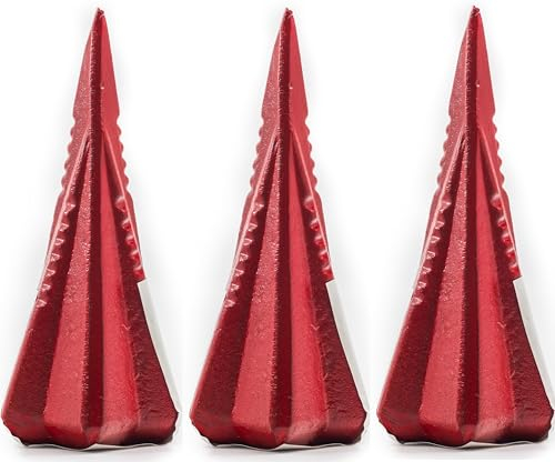 KOVA® 3X Spaltgranate ca.1,6kg Massiver Spaltkeil in Keil-Kreuzform aus Spezialstahl für Holzspaltung Holz Spaltaxt Spalthammer Holzspalter Drehspaltkeil Drehkeil Fällkeil, ROT