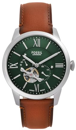 Fossil Herren Analog Automatik Uhr mit Leder Armband ME3265