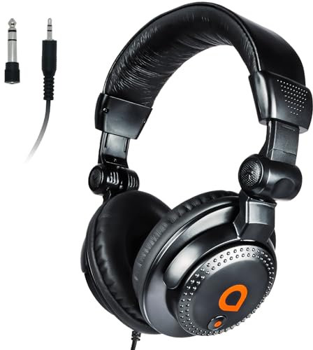 Artesia AMH-10 Wired Over Ear Headphones, Close Construction with 50mm Drivers, Adjustable & Collapsible Design with 6.35mm to 3.5mm Jack for Daily Use