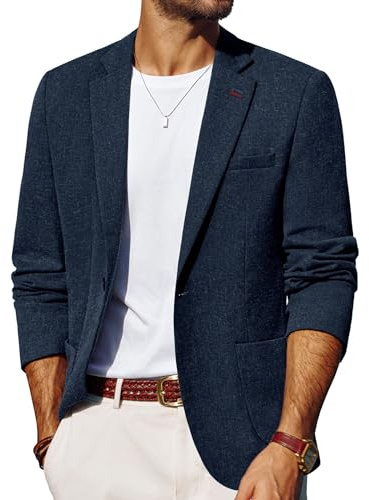 Mens Casual Blazer Lightweight One Button Suit Jacket Slim Fit Sport Coats Navy