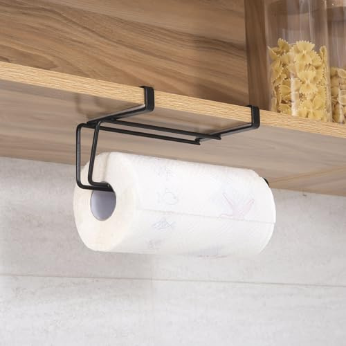 T.R.Sani. Black Paper Towel Holder Under Cabinet, Over The Cabinet Door Paper Towel Holder, Hanging Paper Towel Holders for Cabinets Under 0.82 - Stainless Steel