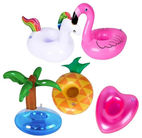 Porte Gobelet Piscine, 5 pièces Porte-Boissons Gonflable, Accessoire Flottant pour Boissons, Fête de Piscine Familiale pour Enfants, Baignade Fêtes de Plage Eté