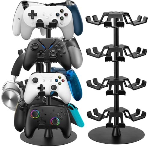 Jcocylse Support Manette avec Porte Casque Gaming - Gaming Accessoire Économiseur d'Espace pour PS5, PS4, Switch Pro - Support de Contrôleur et Casque - Décoration Gamer（4 Étages）