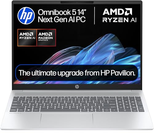 HP OmniBook 5 Next Gen AI Laptop | Copilot+ PC | AMD Ryzen AI 5 340 Processor | 16GB RAM | 512GB SSD | AMD Radeon 840M Graphics | 2K Anti-glare Display | 16.75 Hrs Battery | Windows 11 | 16-ag1001sa