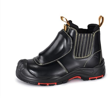 SAFETOE Botas de soldadura para hombre, punta compuesta, botas de seguridad con protección metatarsiana, resistentes al fuego, botas de soldadura resistentes al calor 300 ℃, botas de trabajo para