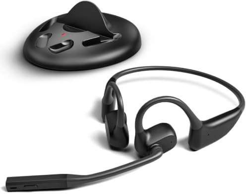 Avantalk Lingo N21 - Open-Ear Kabellos Headset mit Geräuschunterdrückendem Boom-Mikrofon & Ladestation, Wireless Bluetooth Headset für PC, Computer & Handys, Leicht & Bequem