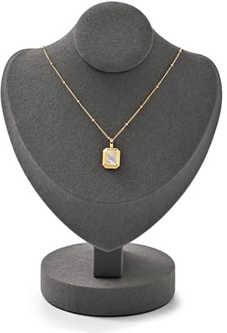 Oirlv Microfibra Espositore Collane,Busto per Collane,Porta Collane Donna,Necklace Stand Catena Mannequin (Grigio)