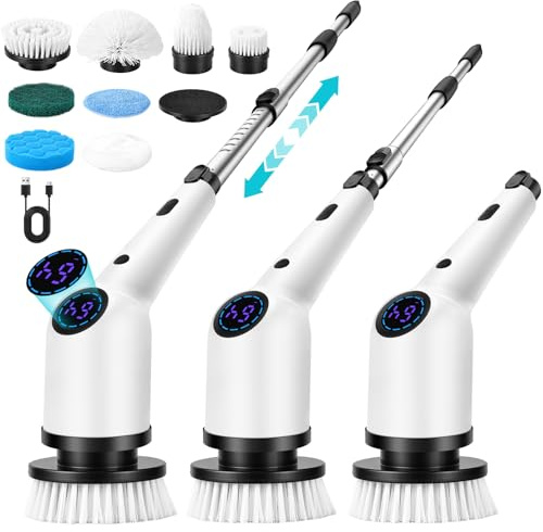 SHINER Cepillo Electrico Limpieza Hogar, Cepillo Limpieza Hogar con 8 Cabezales Reemplazables y Impermeable IPX7, Escoba electrica Limpieza, Cepillo para Limpieza del Hogar, Baño, Suelos, Azulejos