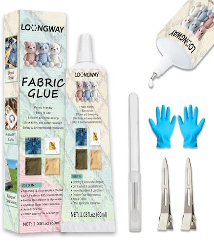 Fabric Glue 60ml Fabric Glue for Clothes | Suitable for Patching Clothing, Denim, Polyester and Fabrics, Doll Restoration & Other Coarse, Porous or Permeable Surfaces