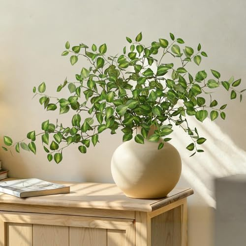 Betylifoy 4 hojas artificiales de filodendro, ramas decorativas de filodendros, plantas artificiales, hojas para arreglos florales, decoración de mesa, bodas (4)