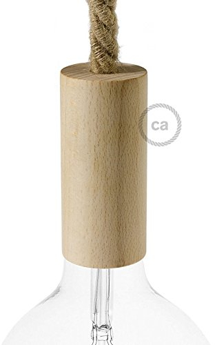 creative cables Kit portalampada E27 in Legno per cordone XL - Neutro