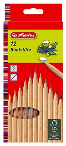 Herlitz buntstifte aus FSC Holz, 12 Stück in Hängeschachtel, natur