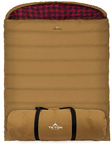 Teton Canvas Mammoth, 20 Degree Double Sleeping Bag, A Warm Bag The Whole Family can Enjoy. Great for Camping, Hunting and Base Camp. Compression Sack Included