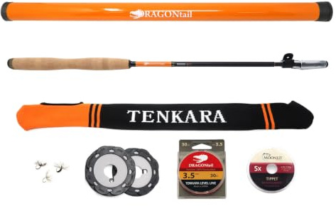 DRAGONtail MIZUCHI zx340 Zoom Small Stream 3 Length Tenkara Rod (with Level Line Starter Kit)