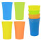 DURA 4 Pack Childrens Kids Plastic Drinking Cups Tumblers 450ml Bright Multi Coloured Stackable Drinking Glasses Beakers Tall Set Reusable For Kitchen Outdoor Picnics Parties BBQ Travel Camping
