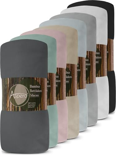 Bambus Spannbettlaken 4 Jahreszeiten| weiches Spannbetttuch 210 g/m² Oeko-Tex aus aktmungsaktivem Material Temperaturregulierend Farbe Dunkelgrau Größe 180-200 cm x 200 cm x 30 cm