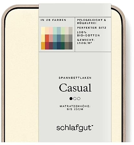 Schlafgut Casual Spannbettlaken 90x190cm bis 100x200cm - 100% Biobaumwolle, Oeko-TEX Zertifiziert, Yellow Light, Matratzenhöhe bis 25cm