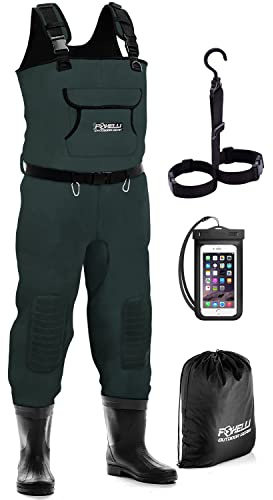 Foxelli Chest Waders, Waterproof 4mm Neoprene Hunting & Fishing Waders for Men & Women with Boots